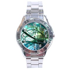 Abstract Stainless Steel Analogue Watch