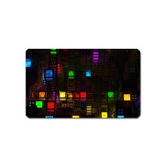 Abstract 3d Cg Digital Art Colors Cubes Square Shapes Pattern Dark Magnet (name Card) by Sapixe