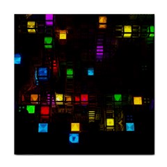 Abstract 3d Cg Digital Art Colors Cubes Square Shapes Pattern Dark Face Towel