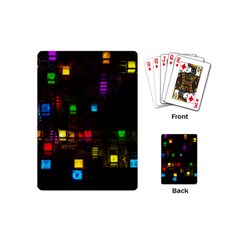 Abstract 3d Cg Digital Art Colors Cubes Square Shapes Pattern Dark Playing Cards (mini)  by Sapixe