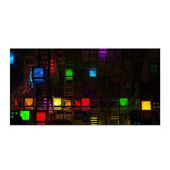 Abstract 3d Cg Digital Art Colors Cubes Square Shapes Pattern Dark Satin Wrap by Sapixe