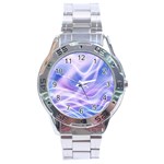 Abstract Graphic Design Background Stainless Steel Analogue Watch Front