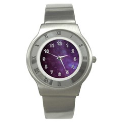 Abstract Purple Pattern Background Stainless Steel Watch