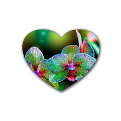 Alien Orchids Floral Art Photograph Heart Coaster (4 Pack)  by Sapixe