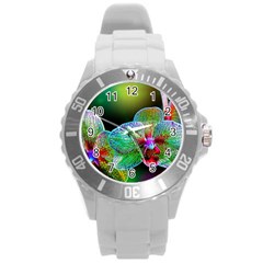 Alien Orchids Floral Art Photograph Round Plastic Sport Watch (l)