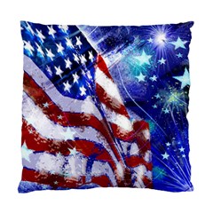 American Flag Red White Blue Fireworks Stars Independence Day Standard Cushion Case (two Sides) by Sapixe