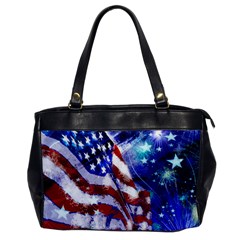 American Flag Red White Blue Fireworks Stars Independence Day Office Handbags by Sapixe