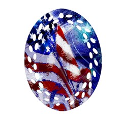 American Flag Red White Blue Fireworks Stars Independence Day Oval Filigree Ornament (two Sides) by Sapixe