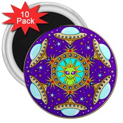 Alien Mandala 3  Magnets (10 Pack)  by Sapixe