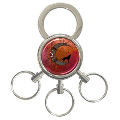 Black Wolf On Decorative Steampunk Moon 3-ring Key Chains