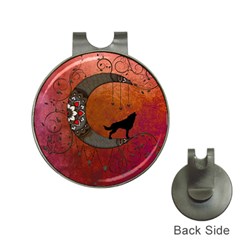 Black Wolf On Decorative Steampunk Moon Hat Clips With Golf Markers