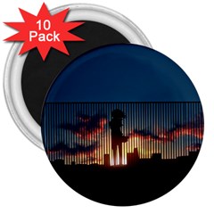 Art Sunset Anime Afternoon 3  Magnets (10 Pack) 