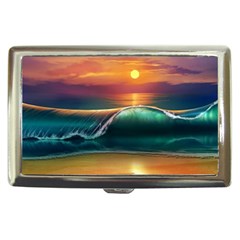 Art Sunset Beach Sea Waves Cigarette Money Cases by Sapixe