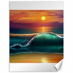 Art Sunset Beach Sea Waves Canvas 12  X 16   by Sapixe