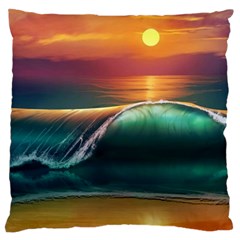 Art Sunset Beach Sea Waves Large Cushion Case (one Side)