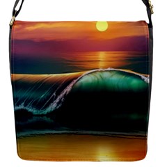 Art Sunset Beach Sea Waves Flap Messenger Bag (s)