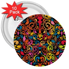 Art Traditional Pattern 3  Buttons (10 Pack) 