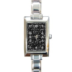 Antique Roman Typographic Pattern Rectangle Italian Charm Watch by dflcprints