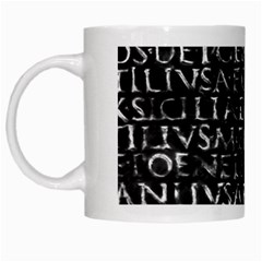 Antique Roman Typographic Pattern White Mugs by dflcprints