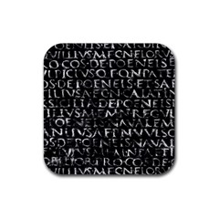 Antique Roman Typographic Pattern Rubber Coaster (Square) 