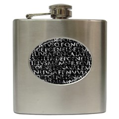 Antique Roman Typographic Pattern Hip Flask (6 oz)