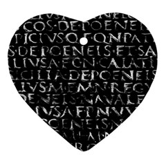 Antique Roman Typographic Pattern Heart Ornament (two Sides) by dflcprints