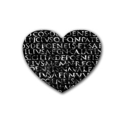 Antique Roman Typographic Pattern Rubber Coaster (Heart) 