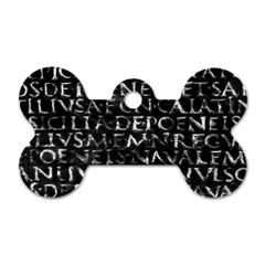 Antique Roman Typographic Pattern Dog Tag Bone (One Side)