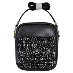 Antique Roman Typographic Pattern Girls Sling Bags by dflcprints