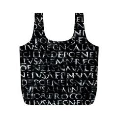 Antique Roman Typographic Pattern Full Print Recycle Bags (M) 
