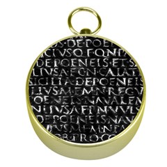 Antique Roman Typographic Pattern Gold Compasses by dflcprints