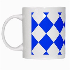 Blue White Diamonds Seamless White Mugs