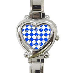 Blue White Diamonds Seamless Heart Italian Charm Watch