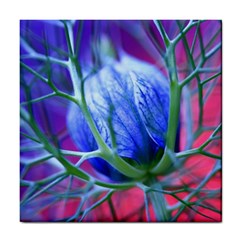 Blue Flowers With Thorns Tile Coasters