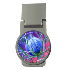 Blue Flowers With Thorns Money Clips (Round) 