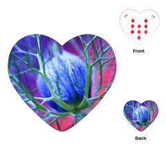 Blue Flowers With Thorns Playing Cards (Heart) 