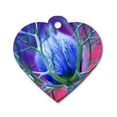 Blue Flowers With Thorns Dog Tag Heart (One Side)