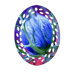 Blue Flowers With Thorns Ornament (Oval Filigree)