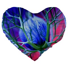 Blue Flowers With Thorns Large 19  Premium Heart Shape Cushions