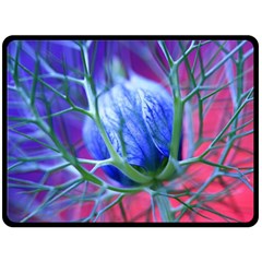 Blue Flowers With Thorns Double Sided Fleece Blanket (Large) 