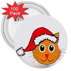 Cat Christmas Cartoon Clip Art 3  Buttons (100 Pack)  by Sapixe