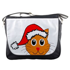 Cat Christmas Cartoon Clip Art Messenger Bags