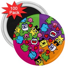 Cartoon Pattern 3  Magnets (100 Pack)