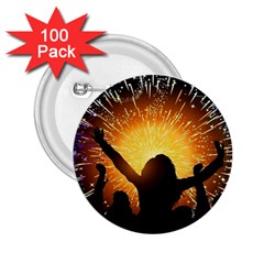 Celebration Night Sky With Fireworks In Various Colors 2 25  Buttons (100 Pack)  by Sapixe