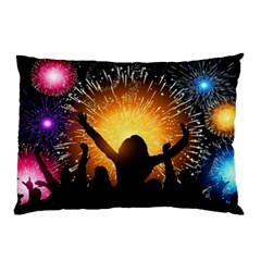 Celebration Night Sky With Fireworks In Various Colors Pillow Case (two Sides) by Sapixe