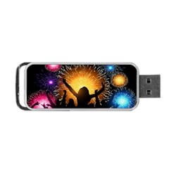 Celebration Night Sky With Fireworks In Various Colors Portable Usb Flash (two Sides)