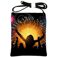 Celebration Night Sky With Fireworks In Various Colors Shoulder Sling Bags