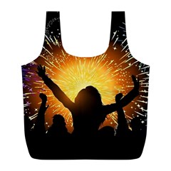 Celebration Night Sky With Fireworks In Various Colors Full Print Recycle Bags (l)  by Sapixe