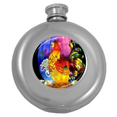 Chinese Zodiac Signs Round Hip Flask (5 Oz) by Sapixe