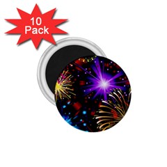 Celebration Fireworks In Red Blue Yellow And Green Color 1 75  Magnets (10 Pack)  by Sapixe
